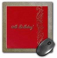 3dRose LLC 8 x 8 x 0.25 Inches Mouse Pad, 69th Birthday Red and Gold Design (mp_32998_1)