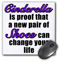 3D Rose"Cinderella Proof That A New Pair of Shoes Can Change Your Life Purple" Matte Finish Mouse Pad - 8 x 8" - mp_222773_1