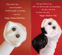 Quiplip Sock Em's Birthday + Mother's Day 6) Greeting Cards