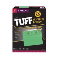 Smead TUFF Hanging File Folder with Easy Slide Tab, 1/3-Cut Sliding Tab, Letter Size, Green, 18 per Box (64042)