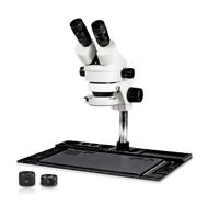 Vision Scientific VS-10EZ-IFR07 Binocular Stereo Zoom 7x-45x Microscope with Barlow Lens, 144-LED Ring Light, Repair and Maintenance Platform for Soldering and, Cell Phone Repair