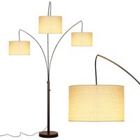 Brightech Trilage Arc Floor Lamp w/Marble Base - 3 Lights Hanging Over the Couch from Behind - Multi Head Arching Tree Lamp - For Mid Century, Modern & Contemporary Rooms - Oil Rubbed Bronze