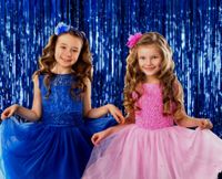 Treasures Gifted Royal Blue Foil Fringe Tinsel 3 x 8 Feet Navy Blue Metallic Curtains Pack of 4 Photo Booth Props Backdrop for Graduation Birthday Engagement Party Supplies