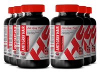 Biotin Supplement Organic- Anti Gray Hair Natural Formula - Boost Hair Growth (6 Bottles)
