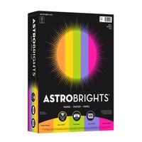 Wausau 21289 Astrobrights Color Paper, 8.5" x 11", 24 lb / 89 gsm, "Happy" 5-Color Assortment, 500 Sheets
