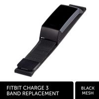 WITHit Designer Stainless Steel Mesh Fitbit Charge 3 Band, Black - Secure, Adjustable, Fitbit Watch Band Replacement with Magnetic Closure, Fits Most Wrists, Sweat-Resistant Accessories