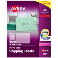 Avery Matte Frosted Clear Address Labels for Laser Printers, 2" x 4", 500 Labels (5663)