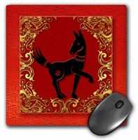 3dRose LLC 8 x 8 x 0.25 Inches Mouse Pad, Chinese Zodiac Year of The Dog Red/Gold/Black (mp_101851_1)
