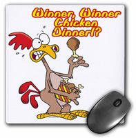 3dRose Winner Chicken Dinner Irony Humor Mouse Pad, 8" x 8" (mp_104455_1)