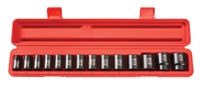 TEKTON 1/2-Inch Drive Shallow Impact Socket Set, Metric, Cr-V, 6-Point, 11 mm - 32 mm, 14-Sockets | 4817