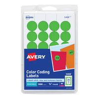 Avery Print/Write Self-Adhesive Removable Labels, 0.75 Inch Diameter, Green Neon, 1008 per Pack (5468)
