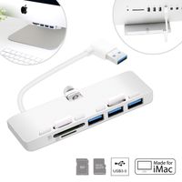 Cateck Ultra-Thin Premium Aluminum 3-Port USB 3.0 Hub with SD/TF Card Reader Combo Exclusively Designed for iMac Slim Unibody