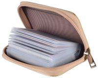 Easyoulife Genuine Leather Credit Card Holder Zipper Wallet With 26 Card Slots (Gold)