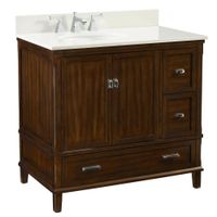 Dorel Living Otum 36" Bathroom Vanity, Dark Walnut