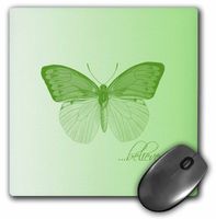 3dRose Mint Believe Butterfly Mouse Pad, 8" x 8" (mp_217571_1)