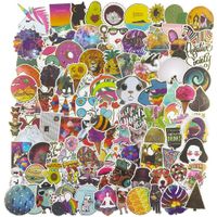 100pcs Gold Girl Cute Laptop Sticker Lovely Vinyl Skateboard Water Bottle Computer Travel Case Guitar Snowboard Luggage Car Bike Phone Graffiti Decal