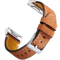 Hotodeal Band Compatible Fitbit Ionic Genuine Leather Bands, Classic Leather Replacement Accessory Strap Compatible Ionic Smart Watch, Women Men Small Large Light Brown