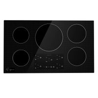 Empava 36 Inch Electric Stove Induction Cooktop with 5 Power Boost Burners Smooth Surface Vitro Ceramic Glass in Black 240V