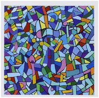 3dRose Bright Vibrant and Colorful Blue Gaudi inspired mosaic pattern - stain glass like - Greeting Cards, 6 x 6 inches, set of 6 (gc_58376_1)