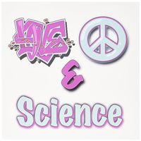 3dRose Love Peace And Science Pastel Blue and Purple - Greeting Cards, 6 x 6 inches, set of 6 (gc_122459_1)