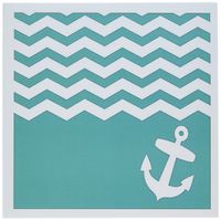 3dRose Greeting Cards, Turquoise and White Chevron with Nautical Anchor, Sailor Zigzag Pattern Waves, Teal Blue Green, Set of 6 (gc_120204_1)
