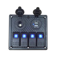 JOYHO 4 Gang Rocker Switch Panel Fuse Panels Waterproof, Dual USB Charger Port DC 12V Power Socket, 12/24V Breaker Switches, for RV Marine Car Vehicles Truck Boat, Blue Light