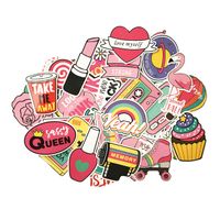 STICON Cute Pink Vinyl Waterproof Stickers for Luggage, Car, Laptop, Skateboard, Bicycle Decal Graffiti Patches (51 Pieces)
