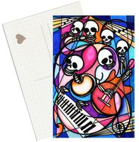 Pop Music Band Skulls 4"x6" Set of 6 Linen Postcards