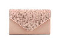 Nodykka Women Evening Envelope Handbag Party Bridal Clutch Purse Shoulder Cross Body Bag (rose gold)