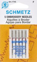 Euro-Notions Embroidery Machine Needles, Size 11/75, 5/pkg