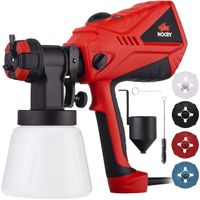 NoCry 1200ml/min Electric Paint Sprayer - 5A/600W Motor, 100 DIN/s Max Viscosity, Adjustable Air and Paint Flow Controls, 33.814fl.oz Container, 3 Spray Patterns; 4 Nozzles Included