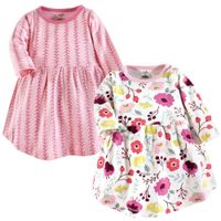 Touched by Nature Girls, Toddler, and Baby Organic Cotton Short-Sleeve Dresses, Botanical, 2 Toddler
