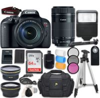Canon EOS Rebel T7i DSLR Camera with Canon EF-S 18-135mm f/3.5-5.6 is STM Lens + Canon EF-S 55-250mm f/4-5.6 is STM Lens+ Accessory Bundle