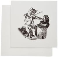3dRose Vintage Hey Diddle Diddle Cat With A Fiddle - Greeting Cards, 6 x 6 inches, set of 12 (gc_119611_2)