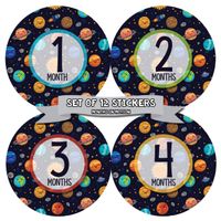 Baby Monthly Stickers - Monthly Milestone Stickers - Baby Month Stickers for Boy - Outerspace Planets