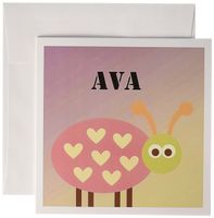 Ava Pink Ladybug girls name - Greeting Card, 6 x 6 inches, single (gc_181256_5)