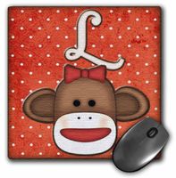 3dRose LLC 8 X 8 X 0.25 Inches Cute Sock Monkey Girl initial Letter L Mouse Pad (mp_102815_1)