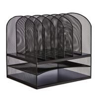 Safco Products Onyx Mesh 2 Tray/6 Sorter Desktop Organizer 3255BL, Black Powder Coat Finish, Durable Steel Mesh Construction, Space-saving Functionality