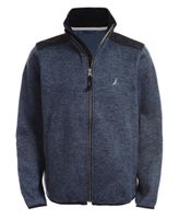 Nautica Boys' Big School Uniform Full-Zip Fleece Jacket, Micah Navy, X-Large-18/20