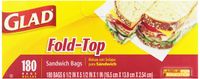 Glad Sandwich Bags, Fold Top, 180 bags
