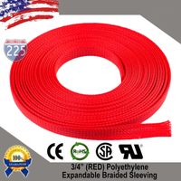 100 FT 3/4" 19mm Red Expandable Wire Cable Braided Sleeving Sheathing Loom Tubing US