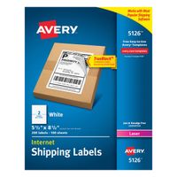 Avery Shipping Address Labels, Laser Printers, 200 Labels, Half Sheet Labels, Permanent Adhesive, TrueBlock (5126), White