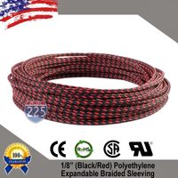 50 FT 1/8" 3mm Black Red Expandable Wire Cable Braided Sleeving Sheathing Loom Tubing US