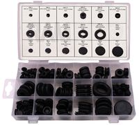 Ram-Pro 125 Piece Rubber Grommet Eyelet Ring Gasket Assortment, Set of 18 Different Sizes, with See-Through Divided Organizer Case - Ideal for Automotive, Plumbing, and PC Hardware/Piano Repair etc.