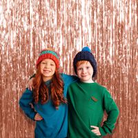 Rose Gold Metallic Foil Fringe Curtains 3 x 8 Feet Tinsel Photo Booth Props Pack of 4 for Birthday Wedding Engagement Bridal Shower Graduation Merry Christmas New Year Eve Party Decorations