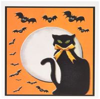 3dRose Black Cat with Bats - Greeting Cards, 6 x 6 inches, set of 12 (gc_16329_2)