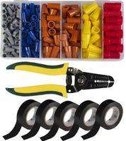 Maximm Cable AWG 10-22 Wire Stripper Bundle Kit - Wire Crimper And Multi-Function Hand Tool, 172 Pieces Assorted Screw-on Wire connectors, 5 Pack 3/4-In 30 Ft Utility PVC Electrical Tape - UL Approved
