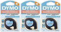 DYMO Authentic LetraTag Labeling Tape for LetraTag Label Makers, Black Print on Clear pastic Tape, 1/2'' W x 13' L, 1 roll (16952) - 3 Pack