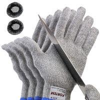 FORTEM Cut Resistant Gloves, 4 Gloves, Level 5 Protection, Food Grade, EN388 Certified (Medium)