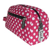 Vaultz Locking Nylon Travel Kit, 10 x 5.75 x 5 Inches, Pink/White Polka Dots (VZ03512)